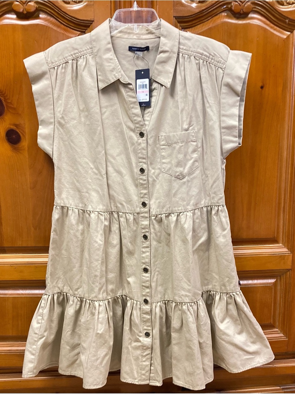 Tommy Hilfiger NWT Tiered Shirt Dress Khaki Size 10